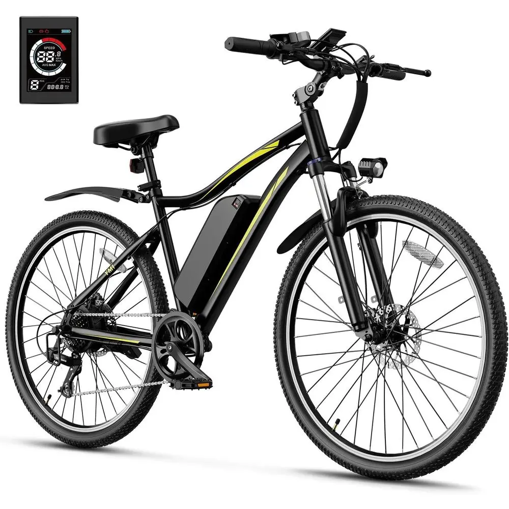 

1200W Peak Brushless Motor Electric Mountain Bike, Up to 50 Miles Range, 28mph, 480Wh Removable Battery, 27.5 Tires, 7-Speed wit