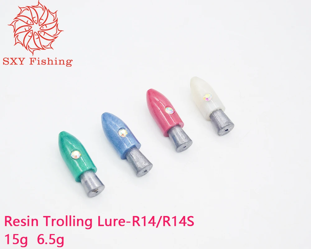 SXY FISHING Resin Trolling Lure Big Game Lure Resin Head Bait Fishing Lure DIY Jet Head Bait Colorful resin head R14 15g 6.5g