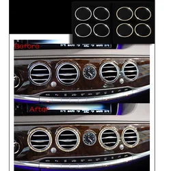 For Mercedes-Benz S Class W222 14-16 6x Silver Gold Crystal Style Center Front Air Outlet Ring Trim Cover Car Interior Supplies