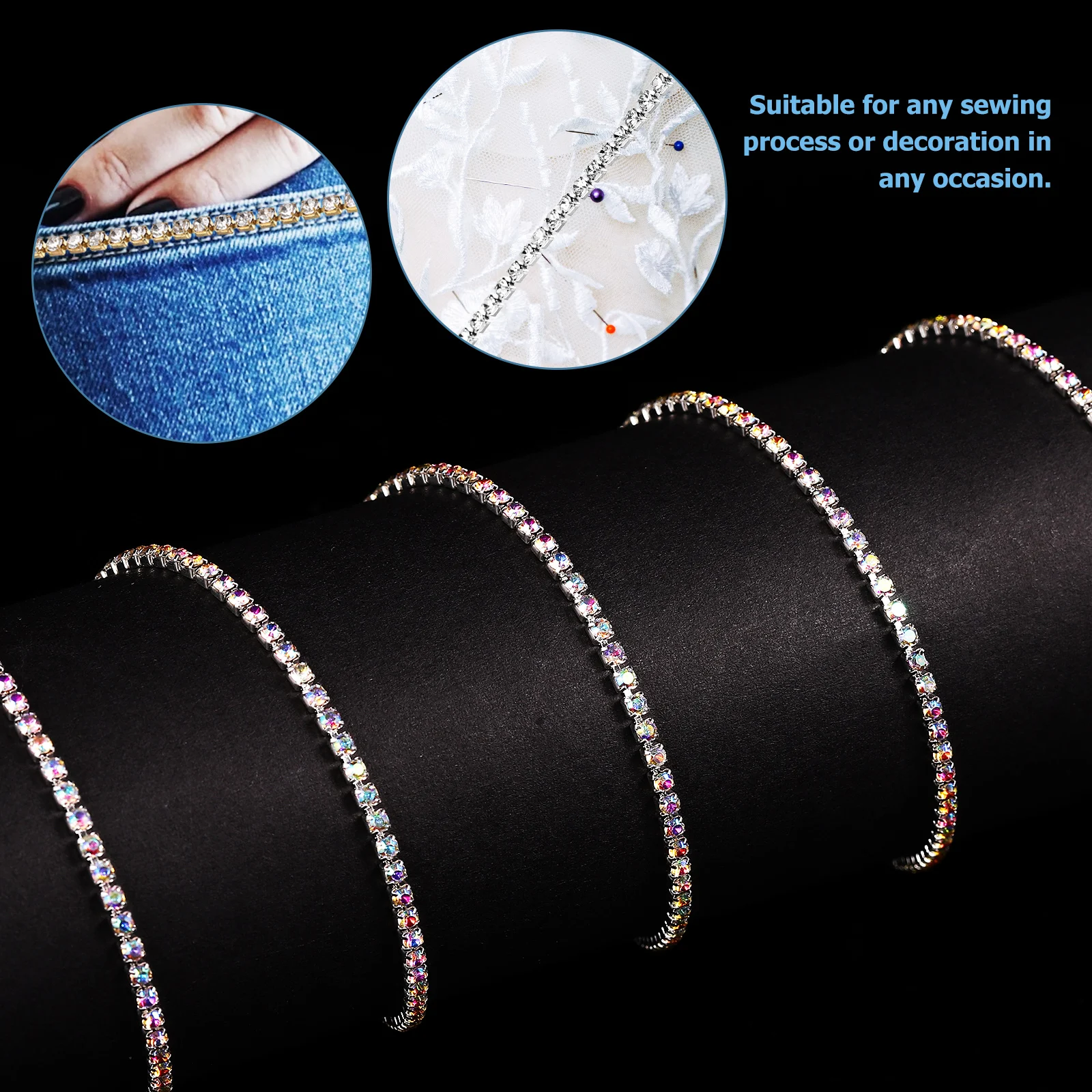 Glamorous Rhinestone Chain Trim do dekoracji odzieży, akcesoriów do sukien ślubnych i rękodzieła