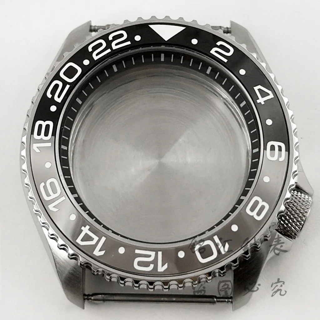 NH35 42mm Black Gay GMT Bezel Black Ring Watch Case With Sloping Bezel For NH34 NH35 NH36 NH38 NH70 Movement 28.5mm Dial Mods