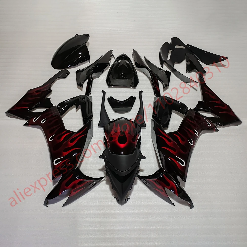 

For Kawasaki ZX 10R 2008 2009 2010 Red Flame Fairing Kit ZX10R 08 09 10 Injection Molded Accessories Motorcycle Fairings
