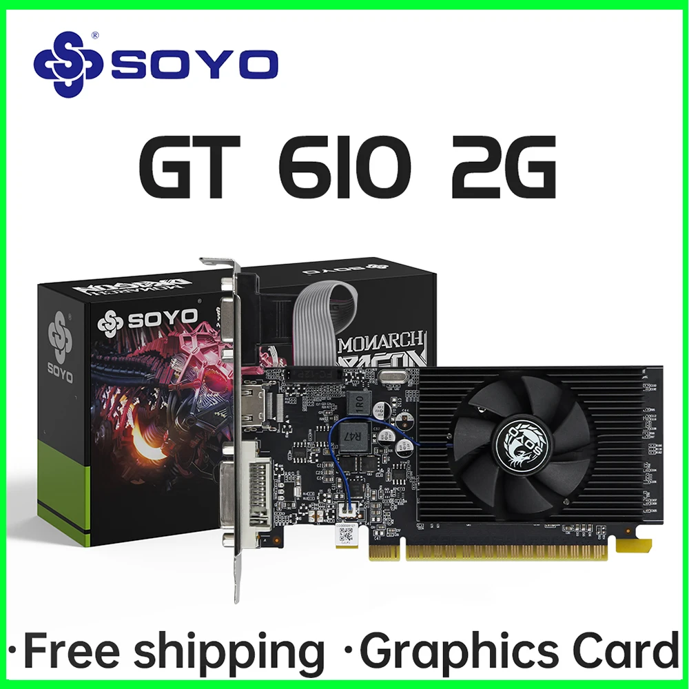 SOYO NVIDIA GPU GT610 2G Half-height Graphics Card DDR3 64Bit 40nm Gaming Video Cards Desktop Computer components GT 610 view 2