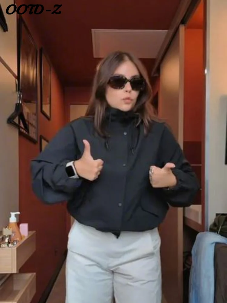 

Повседневная однотонная куртка с капюшоном, женская однобортная куртка на молнии с длинными рукавами и шнурком, осенняя модная женская верхняя одежда