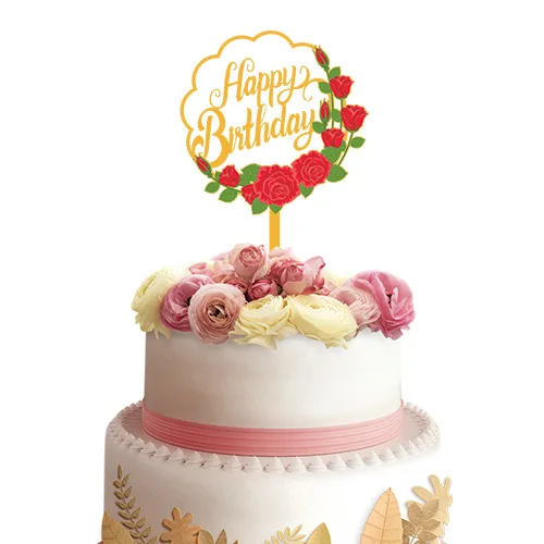 Neuer 3D-Farbdruck Happy Birthday Tortendekoration Gold Acryl Kinder Geburtstagstorten-Topper Dessert-Dekoration für Babyparty – Detail 11