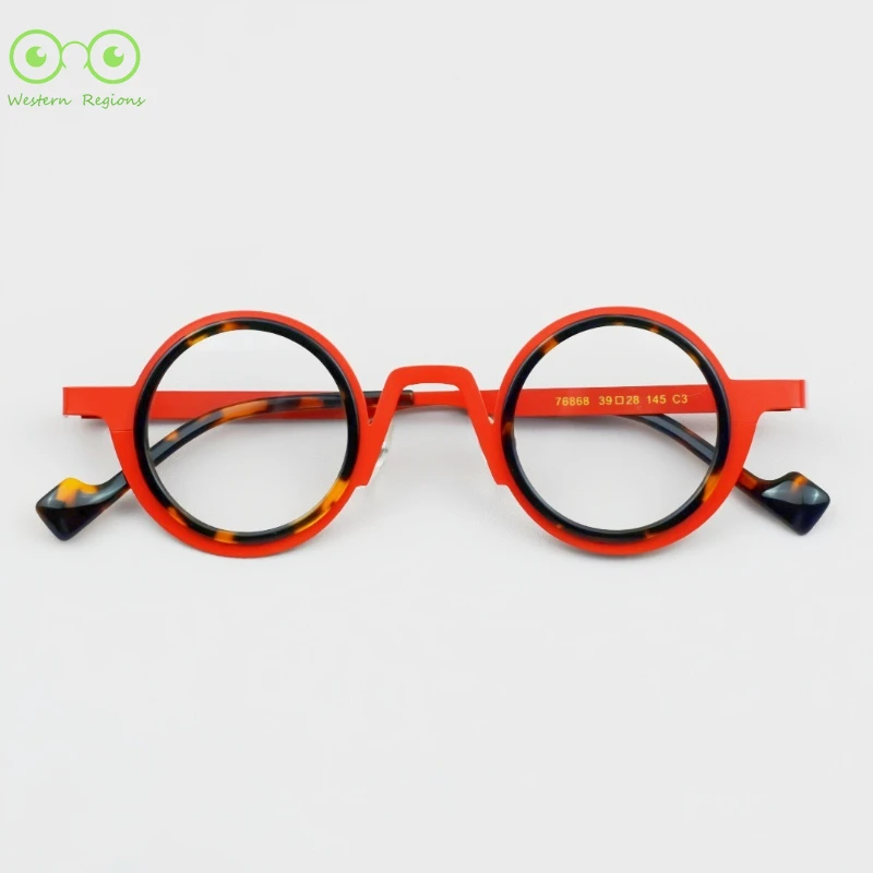 일본 스타일 맞춤형 니치 듀얼 톤 레트로 원형 프레임 블루라이트 차단 안경테 남녀 공용 야외용