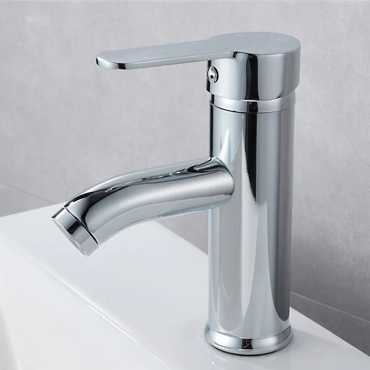 Electroplated stainless steel curved mouth basin faucet, bathroom hot and cold hand wash basin faucet, household use