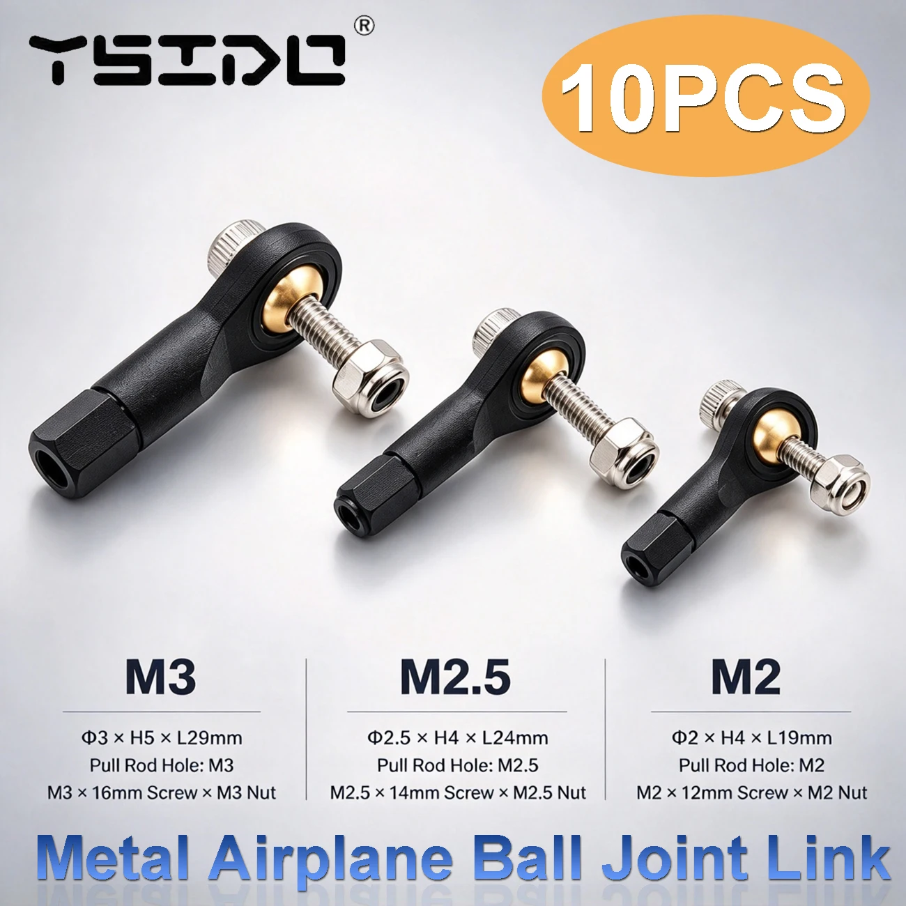 10 Stück M2 M2.5 M3 Metall-Kugelgelenk-Set mit Schrauben für RC-Modellflugzeuge, Autos, LKWs, Buggys, Boote, DIY-Teile
