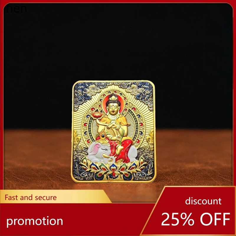 

Трехмерная статуэтка Будды Самантабхадры из медного сплава Cz1, амулет с изображением дракона и змеи, рельефная статуя Будды Наты, позолоченная.