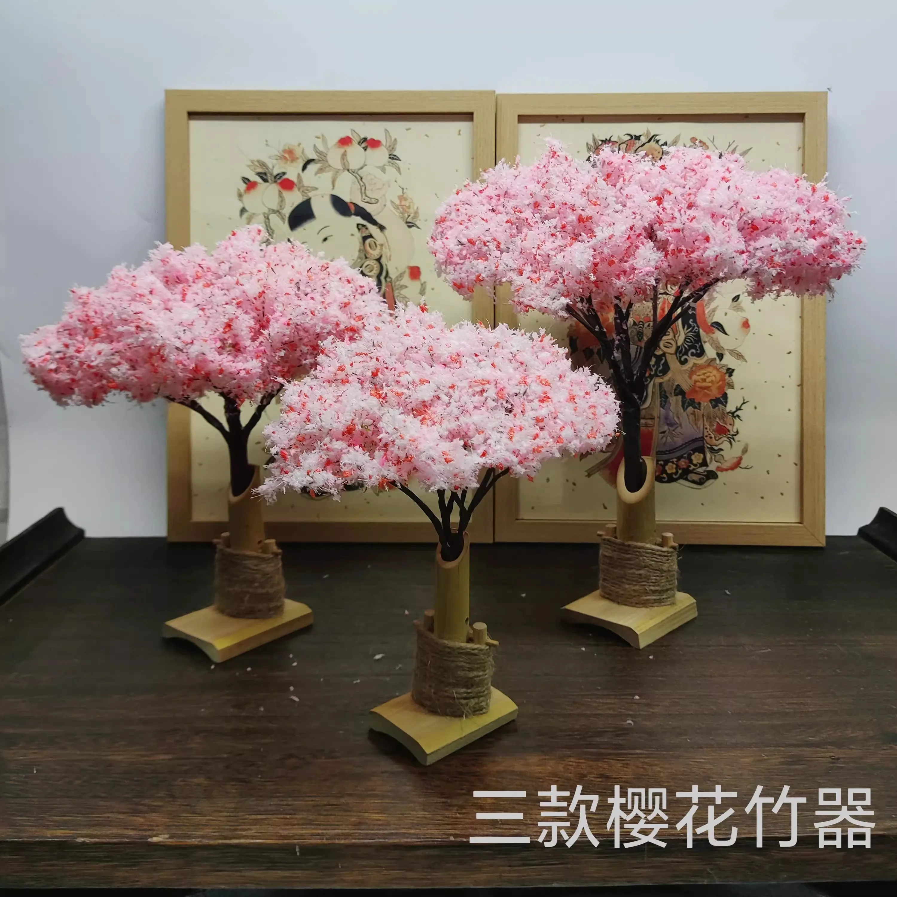 Japanese Style Flower Pot Cherry Blossom Tree Window Display Counter Sushi Restaurant Decorative
