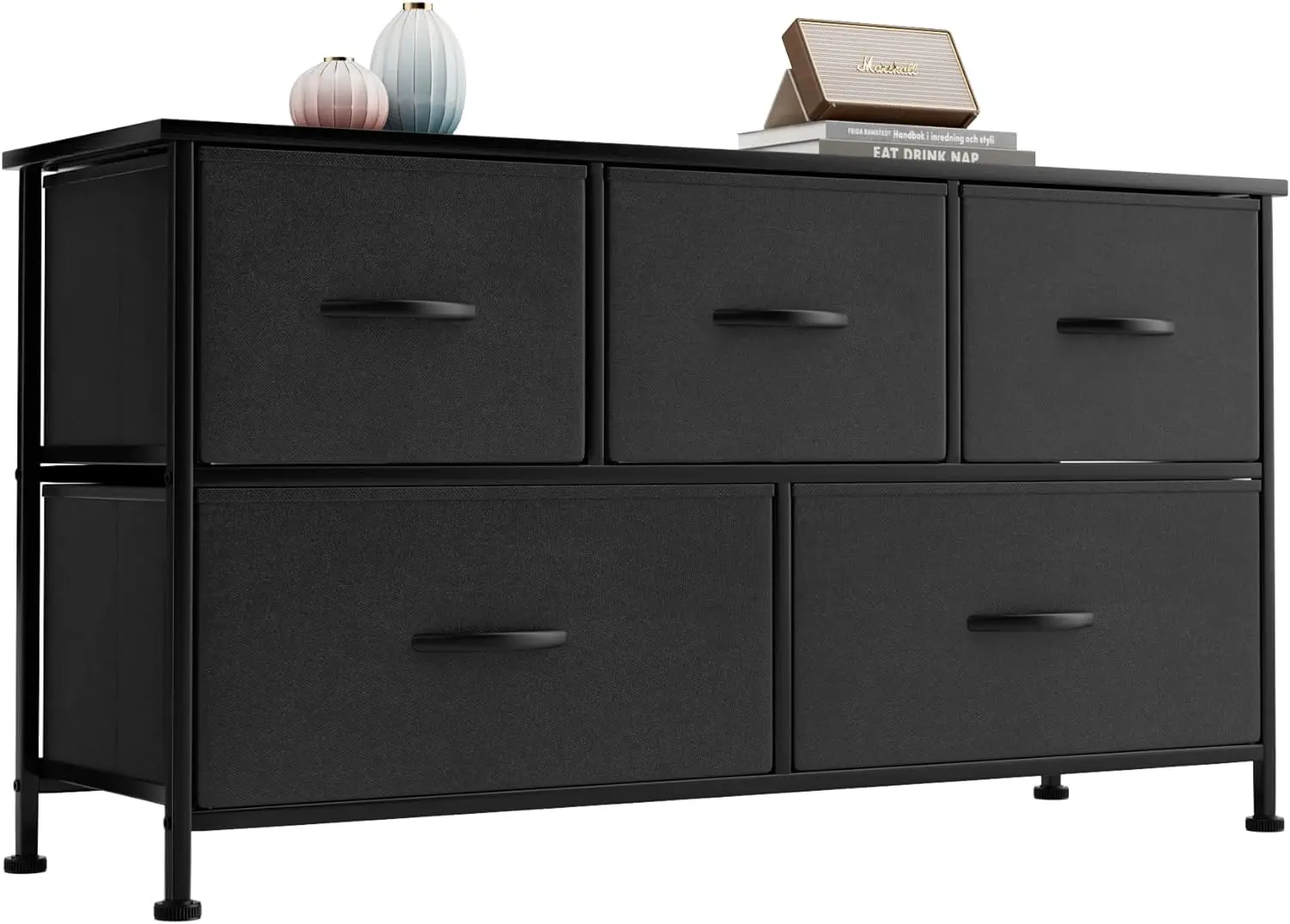 

Dresser for Bedroom with Drawers, Wide Chest of Drawers with Fabric Bins, Storage Organizer Unit for Closet, Entryway, Nurseries