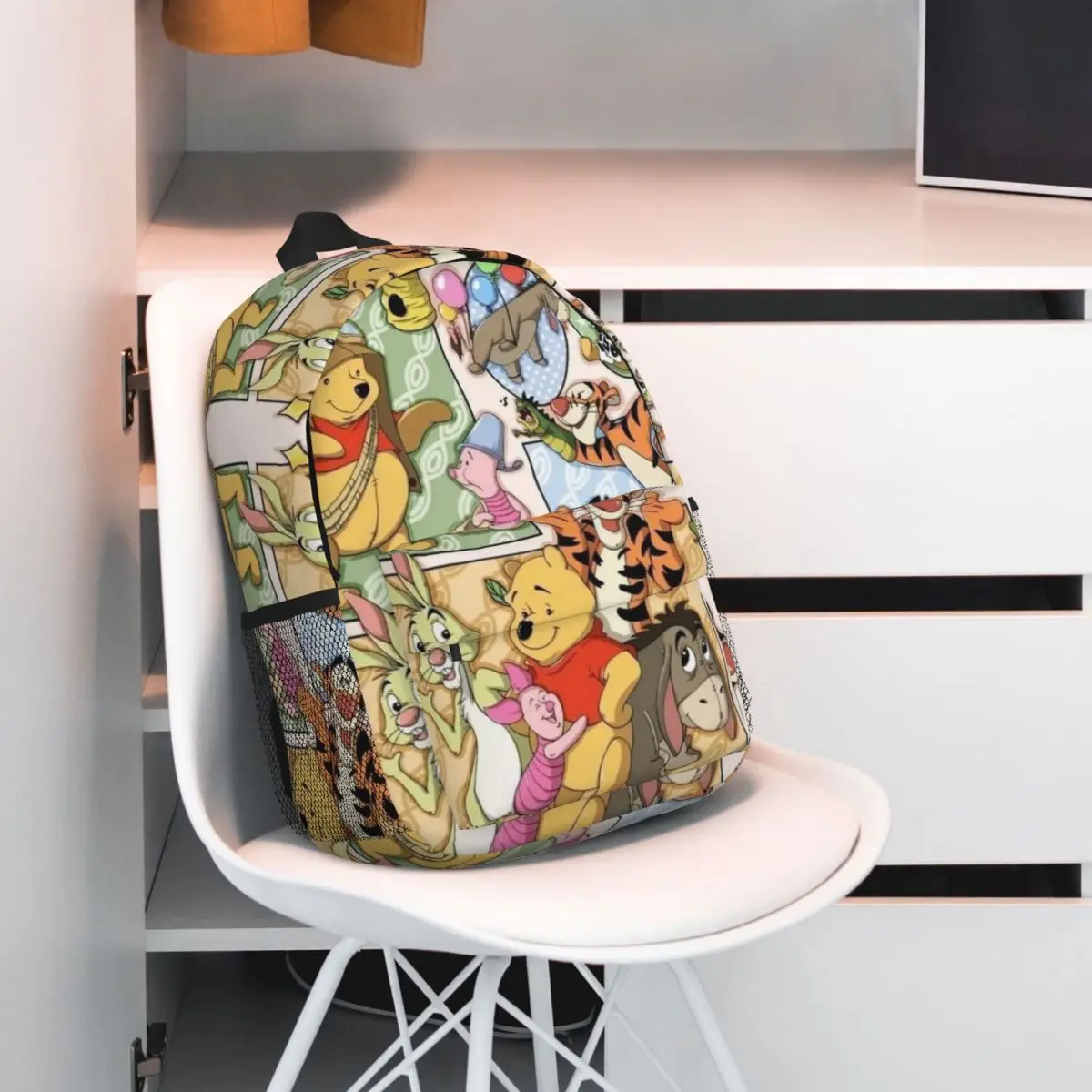 Mochila compacta Pooh Bear de 15 polegadas – Bolsa leve e elegante, perfeita para estudantes e viajantes