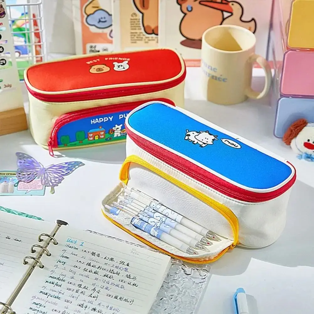 

Capybara Farm Cartoon Pencil Case Cosmetics Storage Handheld Stationery Storage Bag Portable Zipper Korean Pencil Bag