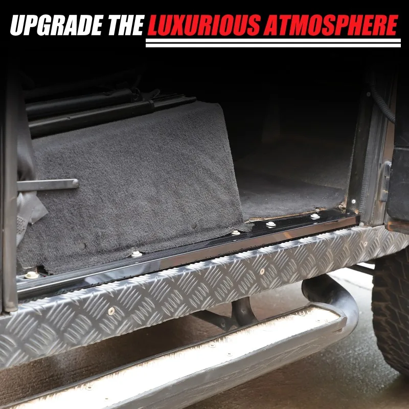 2 قطعة الفولاذ المقاوم للصدأ لاند روفر ديفندر 2004-2018 عتبة الباب الداخلي لوحة الكسوة غطاء لوح حماية اكسسوارات السيارات #4