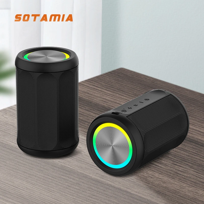 

SOTAMIA 2PCS Black New Cloth Wrapped Small Steel Cannon Bluetooth Audio Portable Mini Audio Subwoofer Speaker