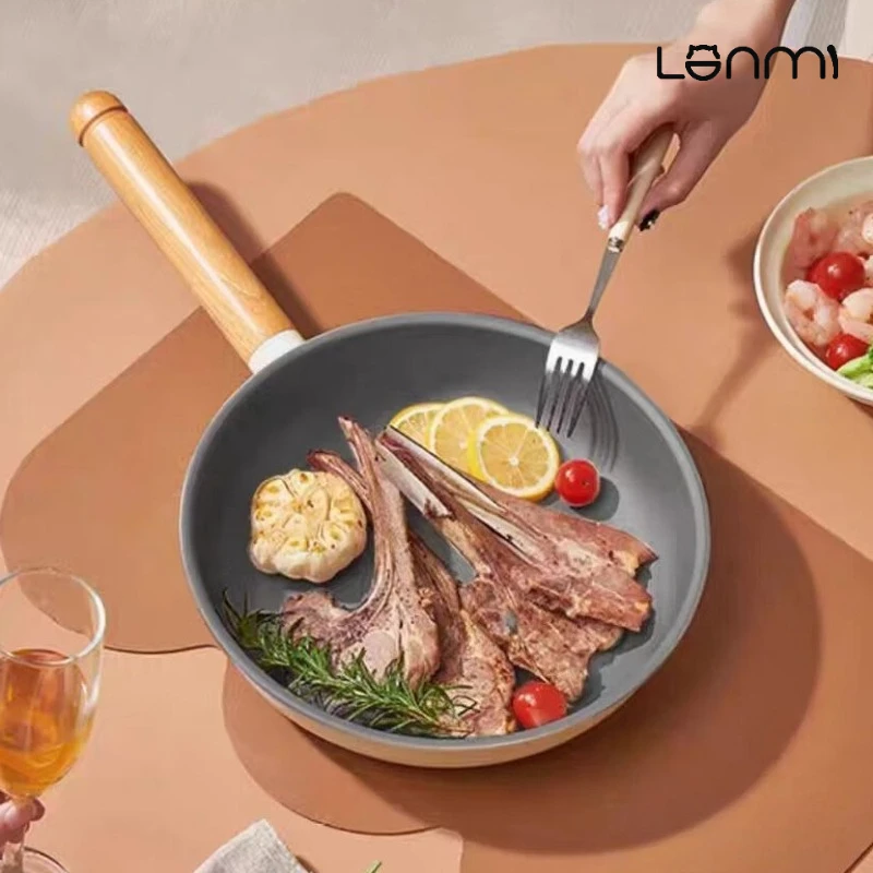LANMI 24CM 0 Fluorine Coated Ceramic Non-stick Pan Frying Pan Steak Frying Pan Wok Pan Gas Induction Cooker General Purpose view 2
