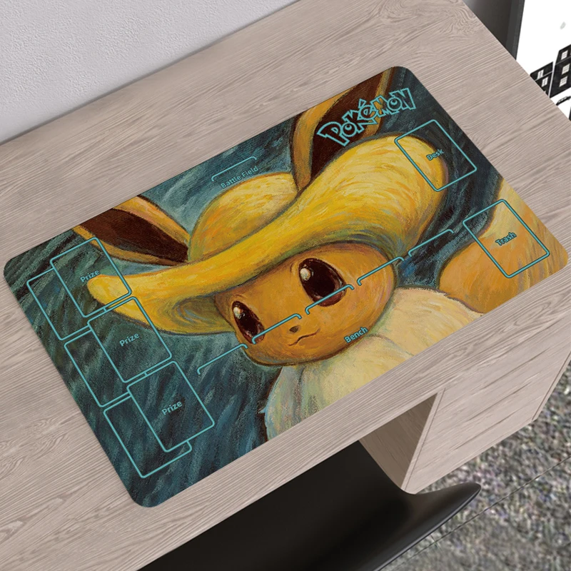 60*35*0.2cm Diy PTCG Pokemon Van Gogh Pikachu Dedicated GAME Card Mat Battle Gift Toy Anime Table Mat