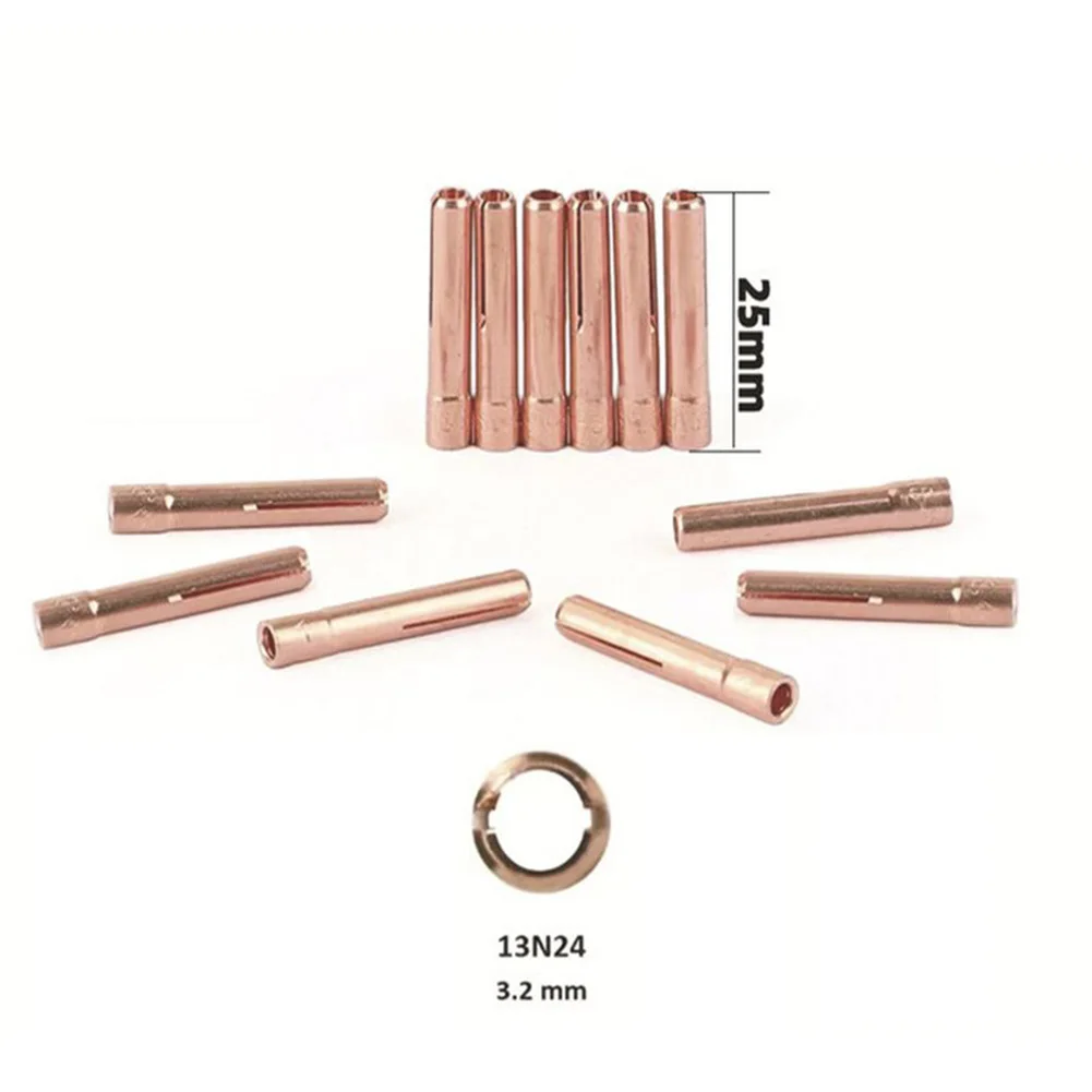 10PCS TIG Welding Collet Tungsten Electrodes Kit For WP9/20/25 Brass Φ2.4mm Φ3.2mm 13N Collet Body High Quality Welding Gas Lens