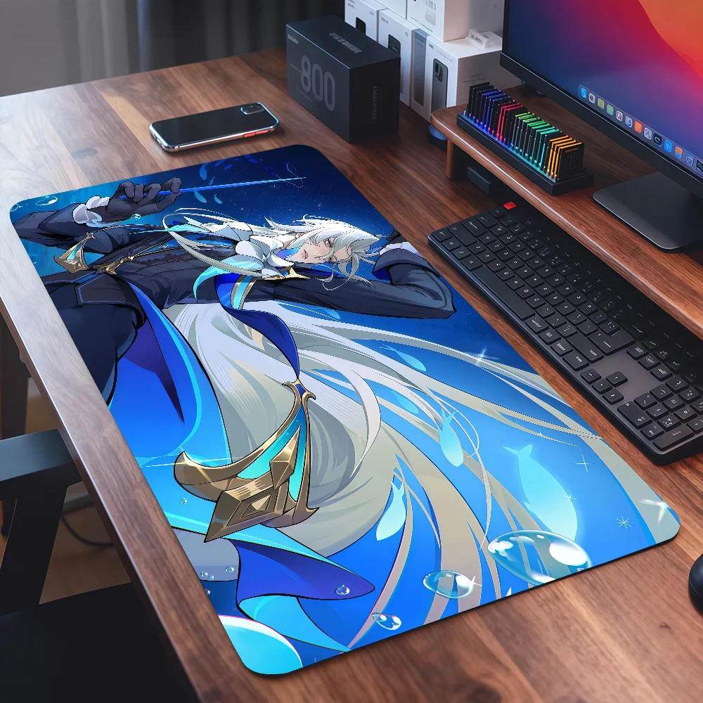 Game Genshin Impact Neuvillette Mouse Pad Square Office Gaming Desk Mat Waterproof Non-Slip Rubber Decorative