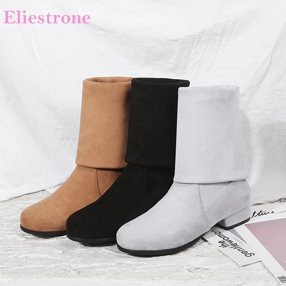 

Sale New Winter Comfortable Yellow Grey Women Casual Boots Round Toe Lady Shoes Low Heels Plus Small Big Size 12 33 43 49 52