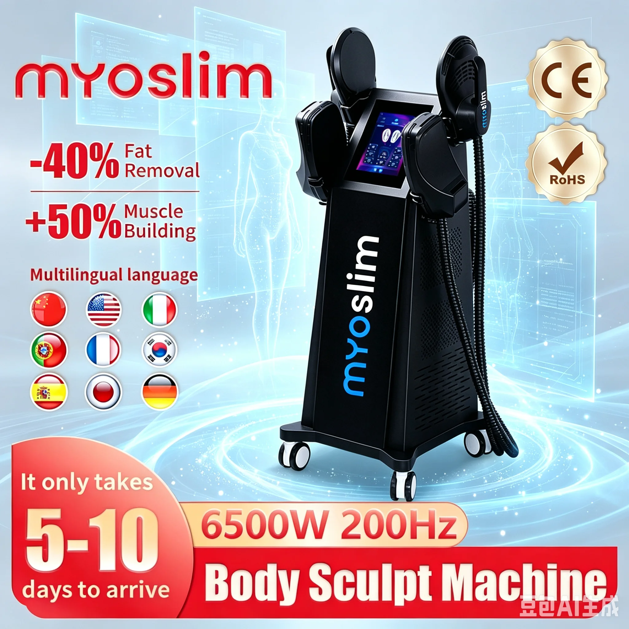 MYOSlim 6500W NEO EMS Body Sculpting Machine - Hi-emt Technology - Professional Fat Burning & Muscle Toning Equipment