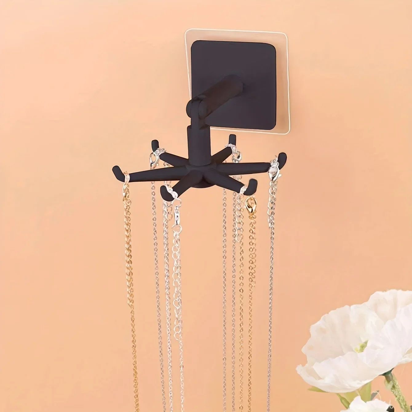 

Rotating Display Rack with Hook and Loop, Jewelry Storage Rack, Hair Accessory Holder, Multipurpose Keychain Rack, Home Storage
