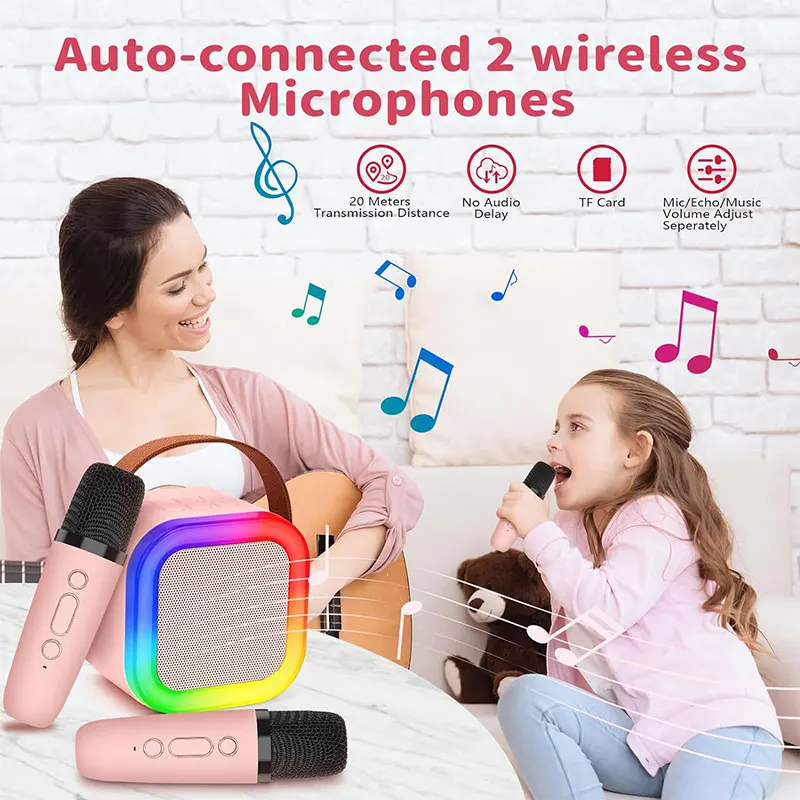 Kids Professional Microphones To Sing BT Sound Box Blootooth Mini Speaker Karaoke Machine Full Set Bluetooth Equipment For Home