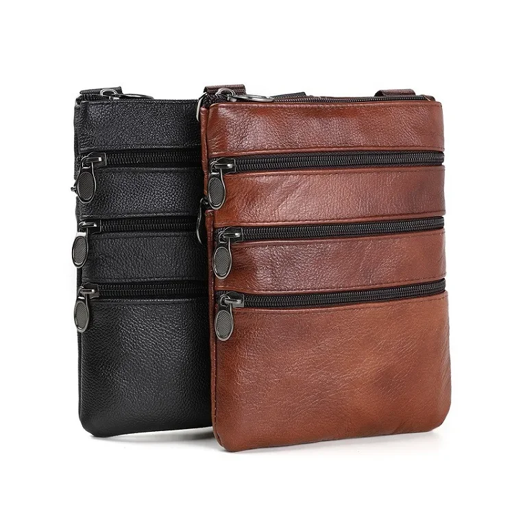 Genuine Cow Leather Men Business Messenger Bag Zipper Design Solid Crossbody Bags Mens Large Capacity Black Shoulder Bag for Man