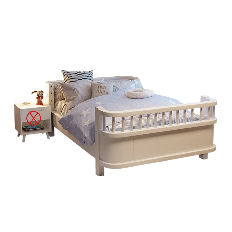 سرير أطفال من الخشب الصلب مع سياج فردي مضاد للسقوط بطول 1.2 متر #5