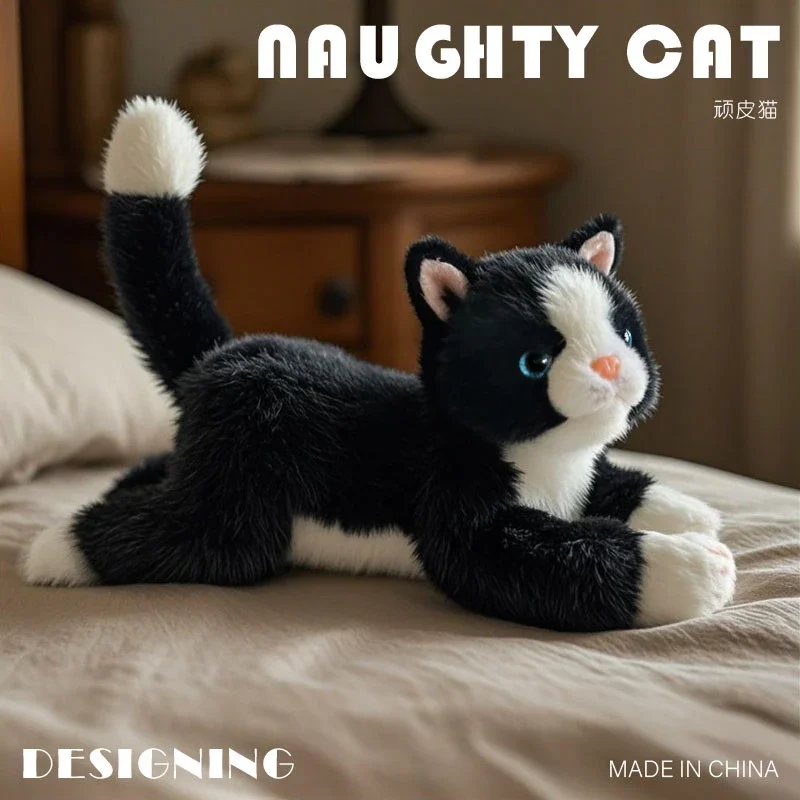 45 ซม.ตุ๊กตาเหมือนจริงแมวตุ๊กตาของเล่นจําลองอเมริกัน Shorthair ตุ๊กตาแมวน่ารักสัตว์เลี้ยงของเล่นของขวัญตกแต่งบ้านสําหรับสาววันเกิด