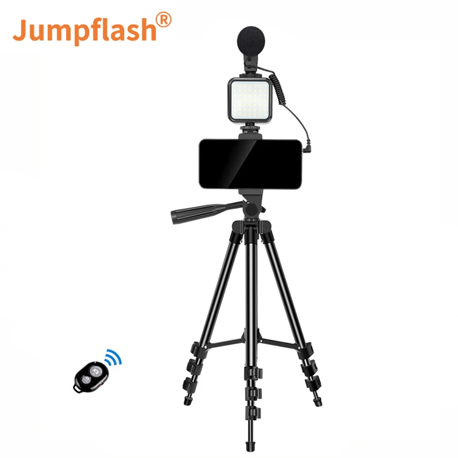 

Jumpflash Vlog Shooting Kits Studio Photography Suit With Microphone LED Fill Light adjustable Tripod For Smartphone Camera