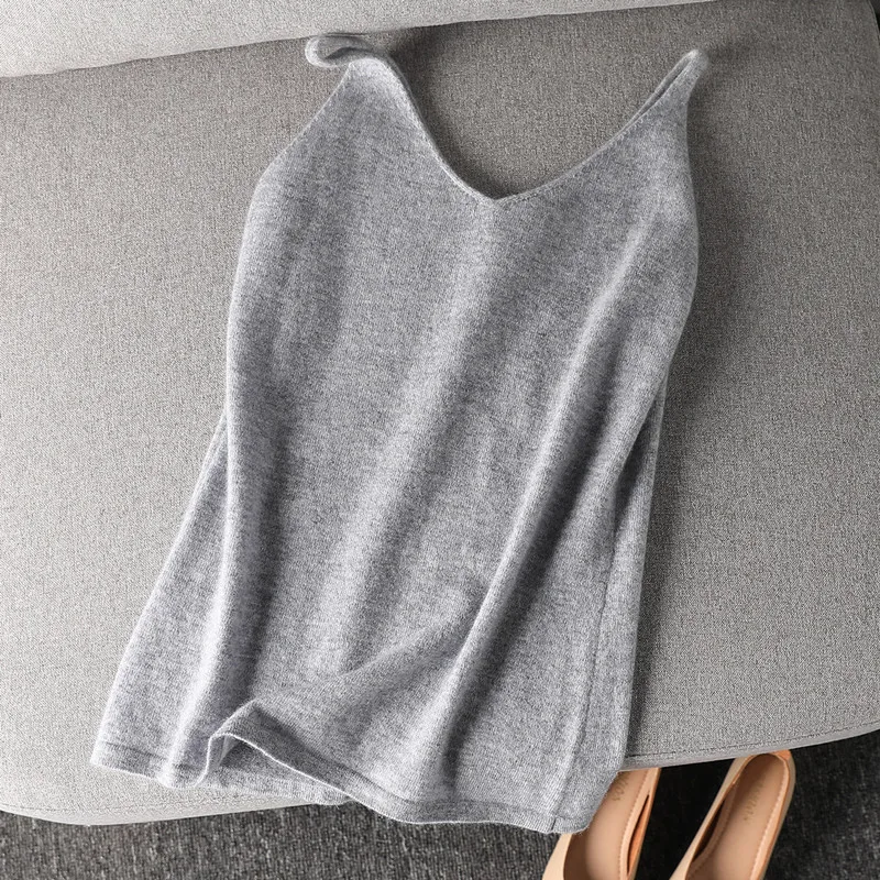 WinvyNee New Women Wool Tops Office Lady Solid V-neck Warm Soft Vest Girls Tank Inner Wear Streetwear Top Winter Autumn C 1003013