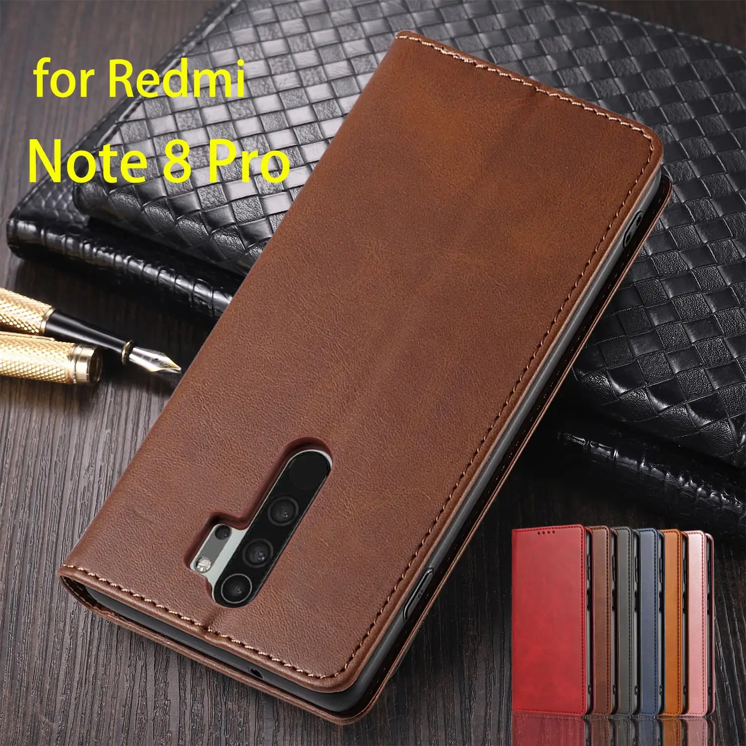 

Leather Case for Xiaomi Redmi Note 8 Pro Flip Case Card Holder Holster Magnetic Attraction Cover Wallet Fundas Coque