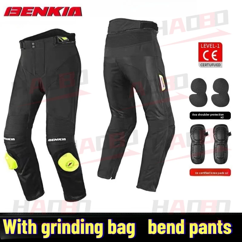 

BENKIA Summer Breathable Mesh Motorcycle Stretch Self-cultivation Anti-fall Racing Pants Motorcycle Bending Pants with Grinding