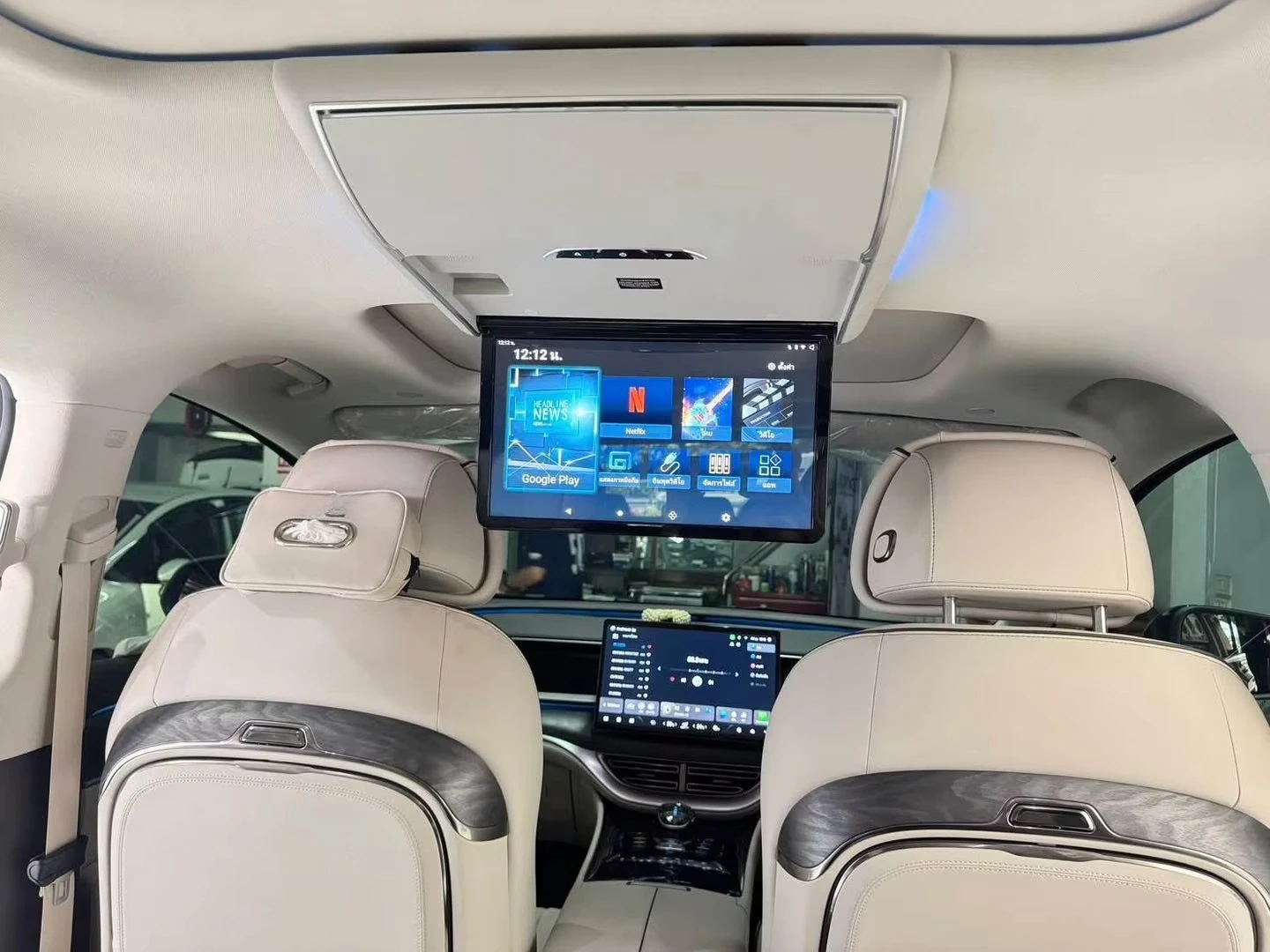 Denza-D 9 أندرويد سقف 1080P 15.6 ''IPS LCD شاشة تعمل باللمس سقف السيارة الذكية جبل التلفزيون USB واي فاي بطاقة SIM التحكم الكهربائي