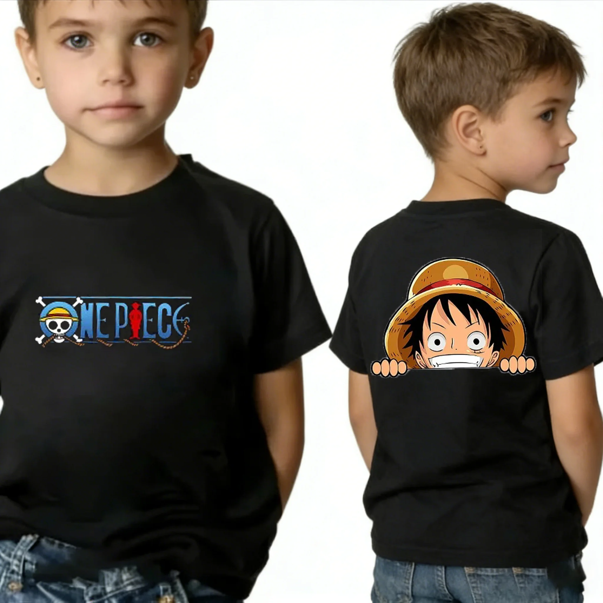 Uma peça menino menina manga curta topos verão crianças t camisa anime luffy zoro nami chopper roupas bonitos dos desenhos animados camisetas presentes de aniversário