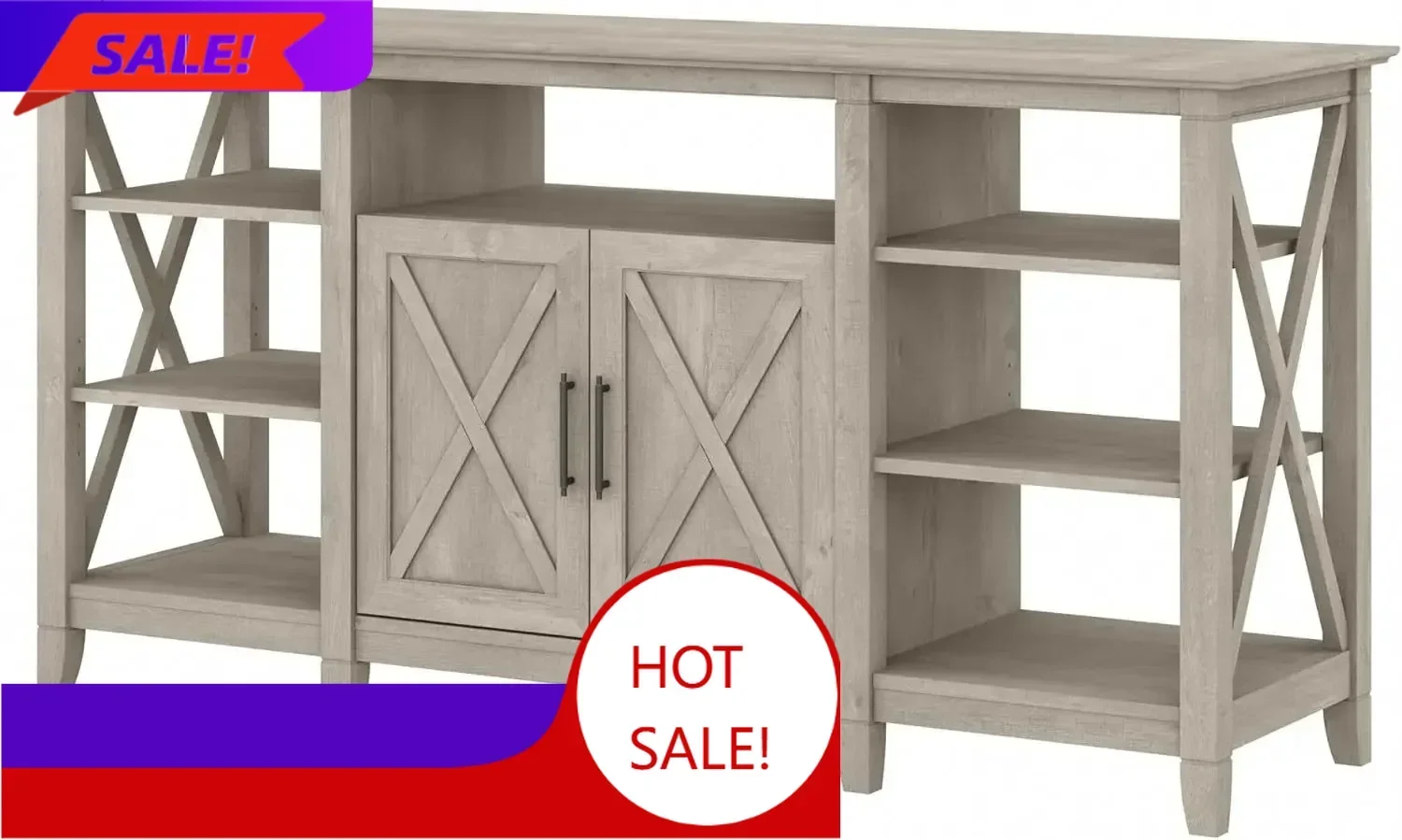 BestsellerBestsellerFashion modern Key West Tall TV Stand for 65 Inch TV in Washed Gray, Farmhouse Entertainment Center with Sto