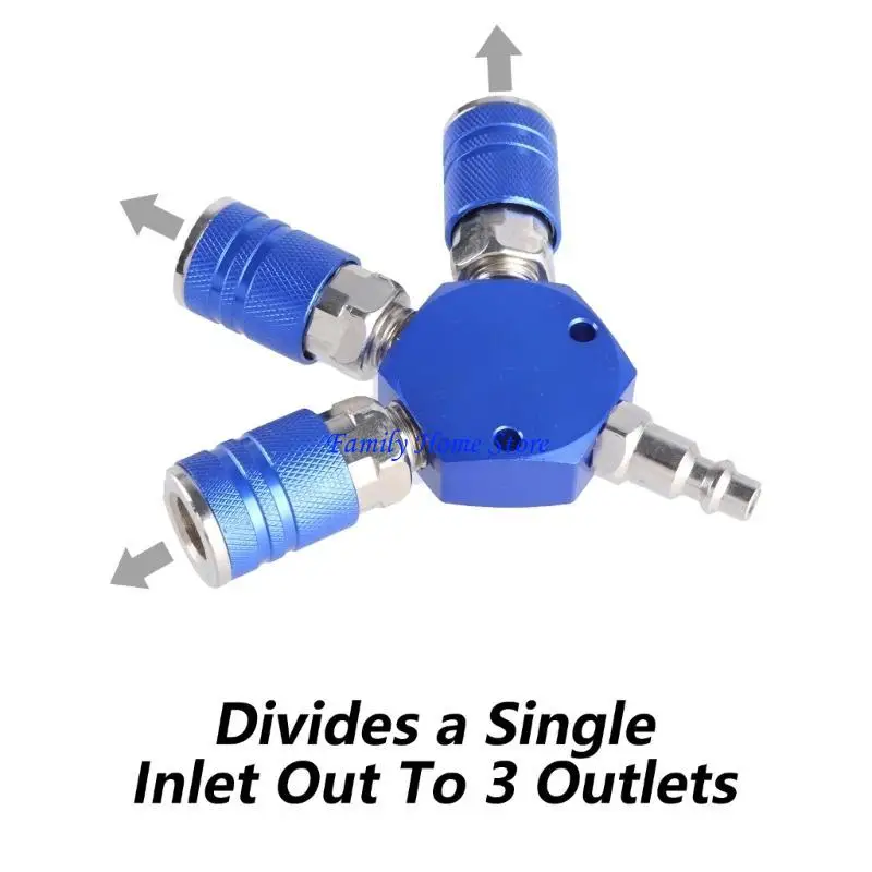 

P0UF 3 Way Air Manifold Aluminum Industrial Flat Quick Connector Air Hose Splitter