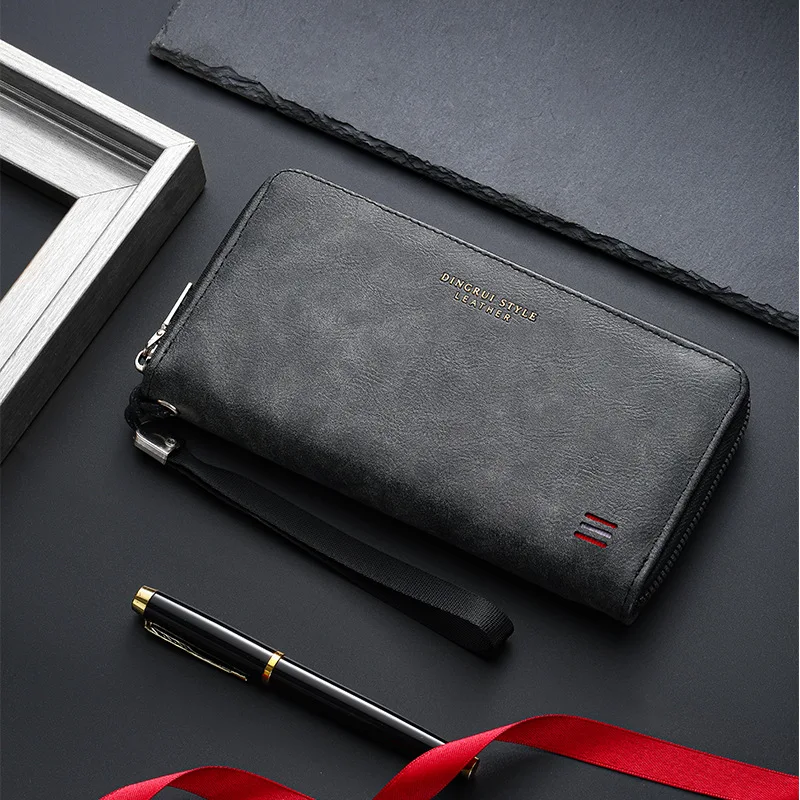Men Leather Wallets Long Design Causal Purses Male Zipper Wallet Coin Card Holders Slim Money Bag High Capacity Credit Case