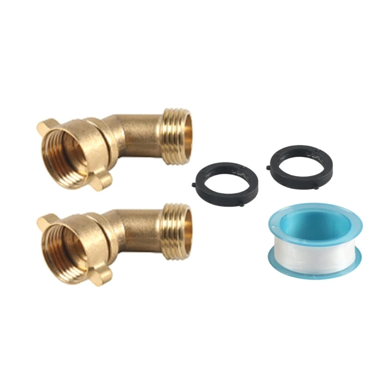 Garden Hoses Connector 45/90 Degree Brass Garden Hoses Elbow Solid Brass Adapter with 2pcs Pressure Washers for Motorhomes