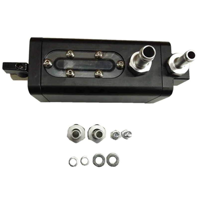 

Universal Black Car Modified Aluminum Baffled Oil Collection Tank 2 Port Black Oil Air Separator