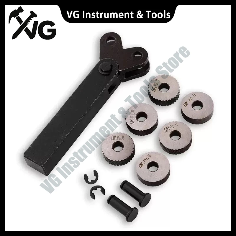 Dual Wheel Knurling Tool Kit 7pcs Pitch 0.5mm 1mm 2mm Reticulated Knurling Wheel for Metal Lathe Cutter Wheel Knurling Tool Set