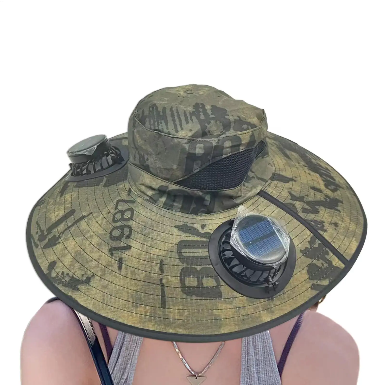 

Wide Brim Sun Hat With Solar Fan Fishing Hat With Solar Fan For Men Women Breathable Sunhat Support USB Charging For Cycling