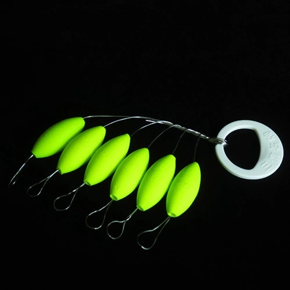 5 10 20 Set Oval Space Bean Fishing Line Fishing Float 6 In 1 String Type Stops Float Stopper Tackle Accessories