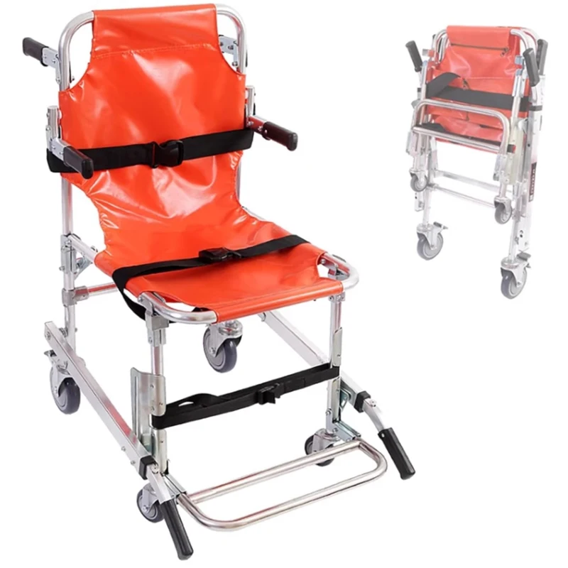 

Stair Stretcher Chair Orange/Black Stair Chair EMS Evacuation Medical 4 Wheels Transport Chair for Safe and Reliable Load-bearin