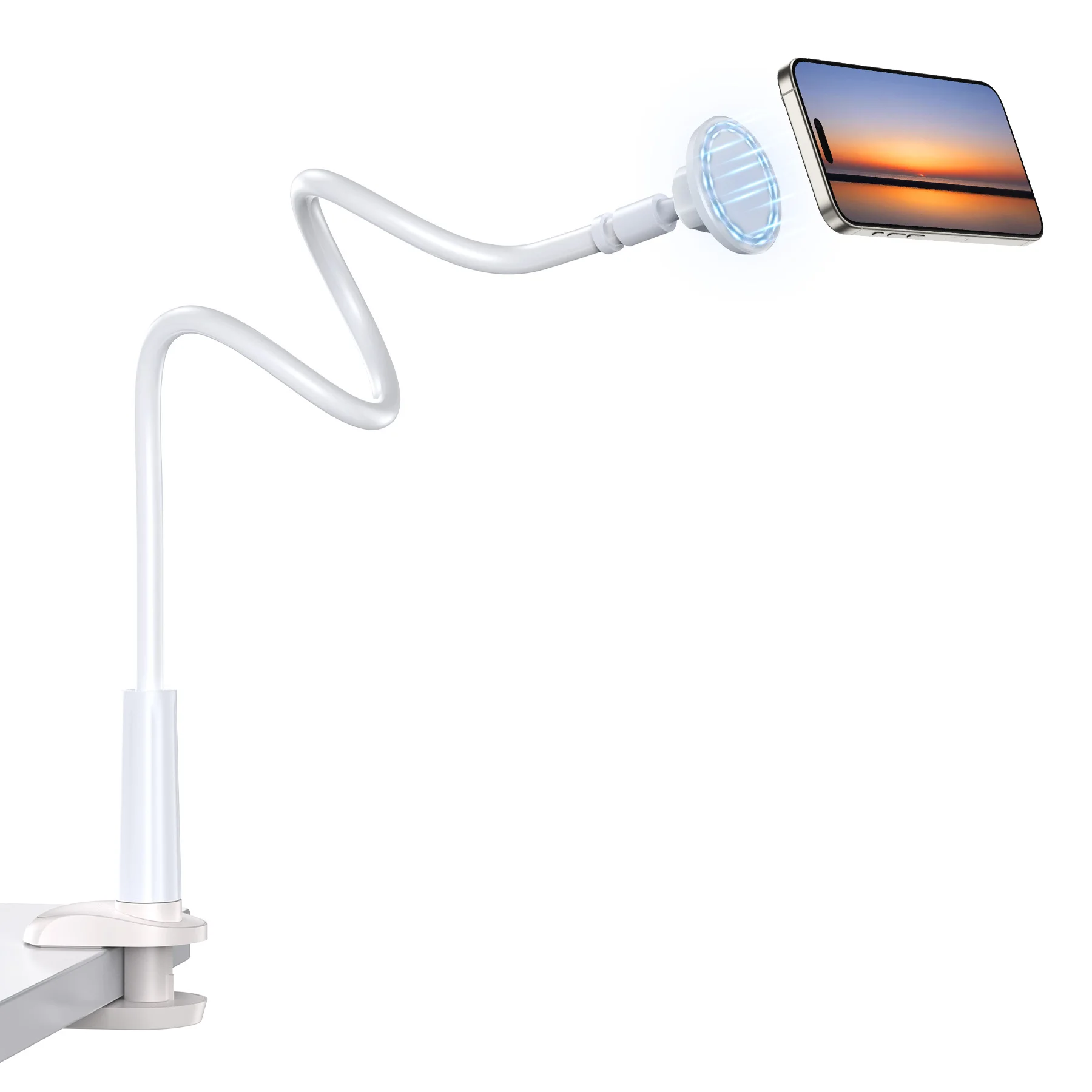 

Adjustable Magnetic Goose Neck Phone Stand Base 360° Rotation Desktop Clamp Holder for Mobile Phones And Tablets