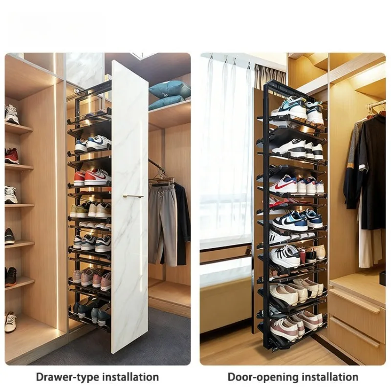 Rotating Shoe Rack Space Saving Revolving Shoe Cabinet Modern Vertical Shoe Storage Organizer Tower for Home Entrance Hallway