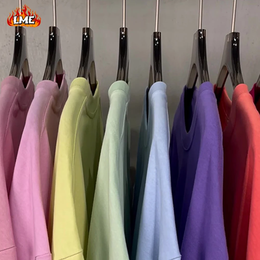 LME 230GSM 헤비웨이트 맞춤형 DTG 열전사 자수 스크린 프린팅 남성용 오버사이즈 여름 100% 면 티셔츠