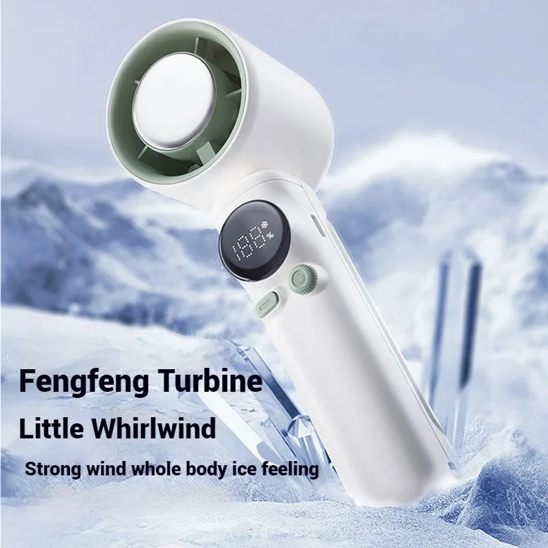 New Handheld High-Speed Mini Fan Turbo Cooling with Ice-Cold Mist Long Battery Life Rechargeable Portable Fan for Travel
