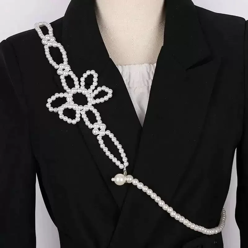 

Handcrafted Imitation Pearl Waist Belt Chest Chain Women's Decorative Versatile Strap Four Styles Available Fashion Accessory